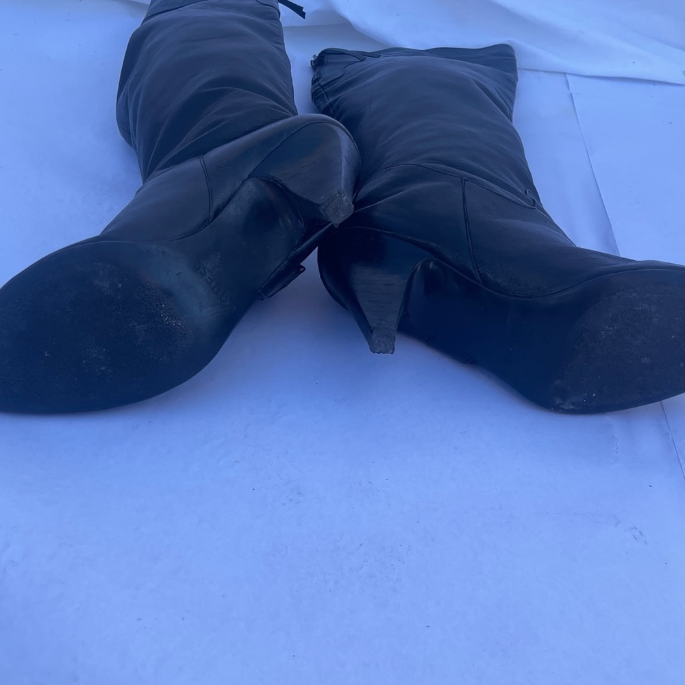 GUESS Black Genuine Leather Over The Knee Heeled Boots size 8.5 - Picture 9 of 16